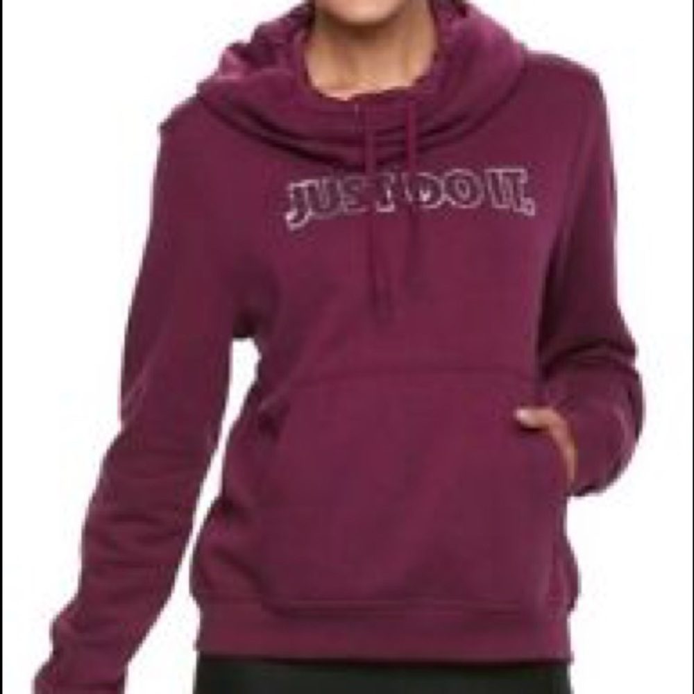Nike burgundy just do it rally funnel neck hoodie